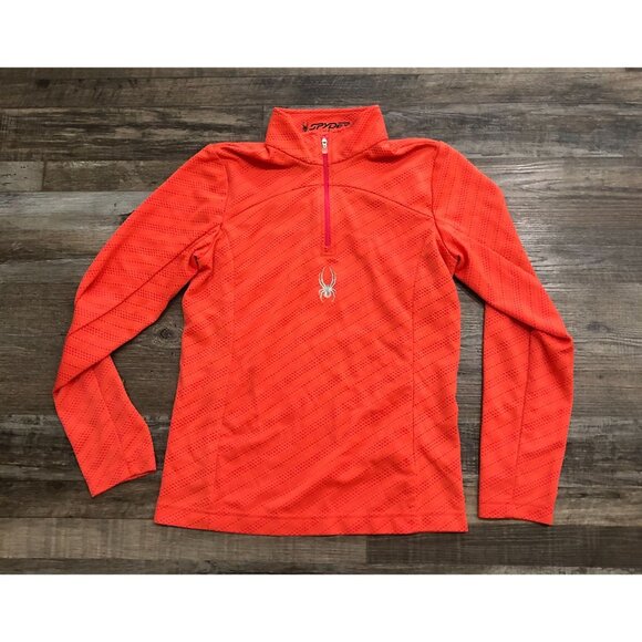 Spyder Womens Large Coral 1/4 Zip Long Sleeve Pullover - Picture 1 of 6
